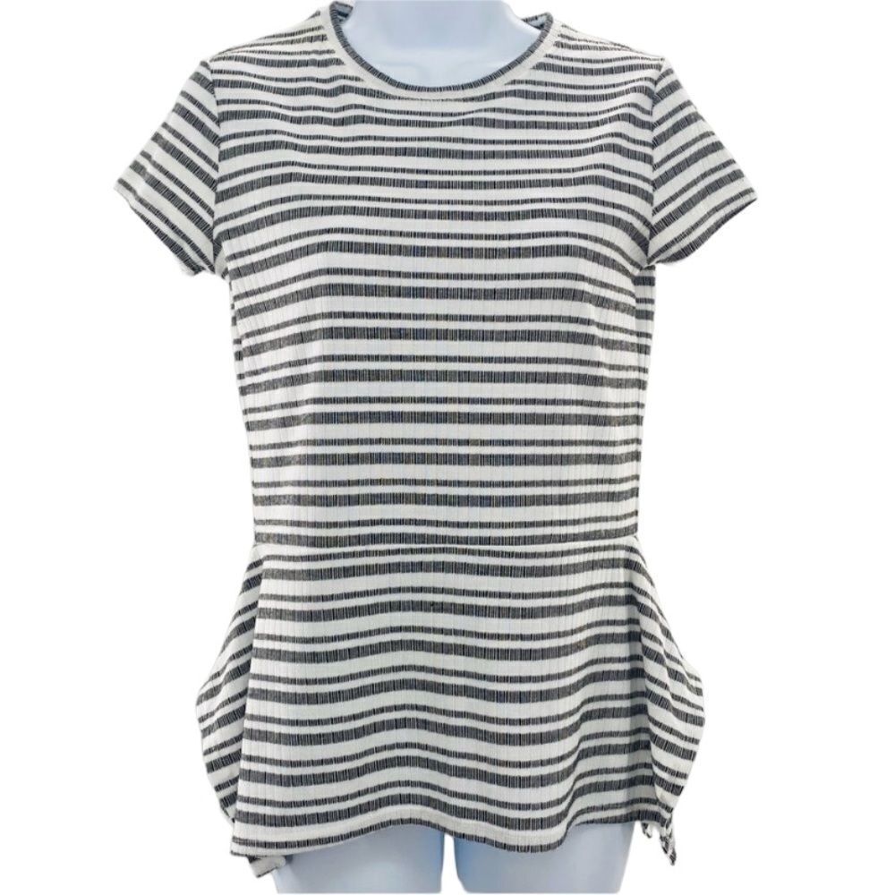 IVANKA TRUMP Striped Peplum Shirt Top